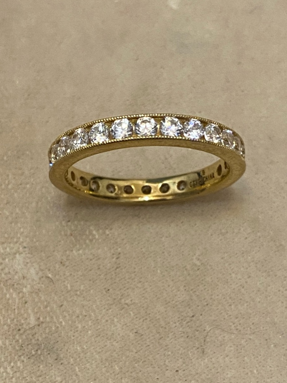 Gold Over Sterling Silver CZ Eternity Stacker Ring Size 11